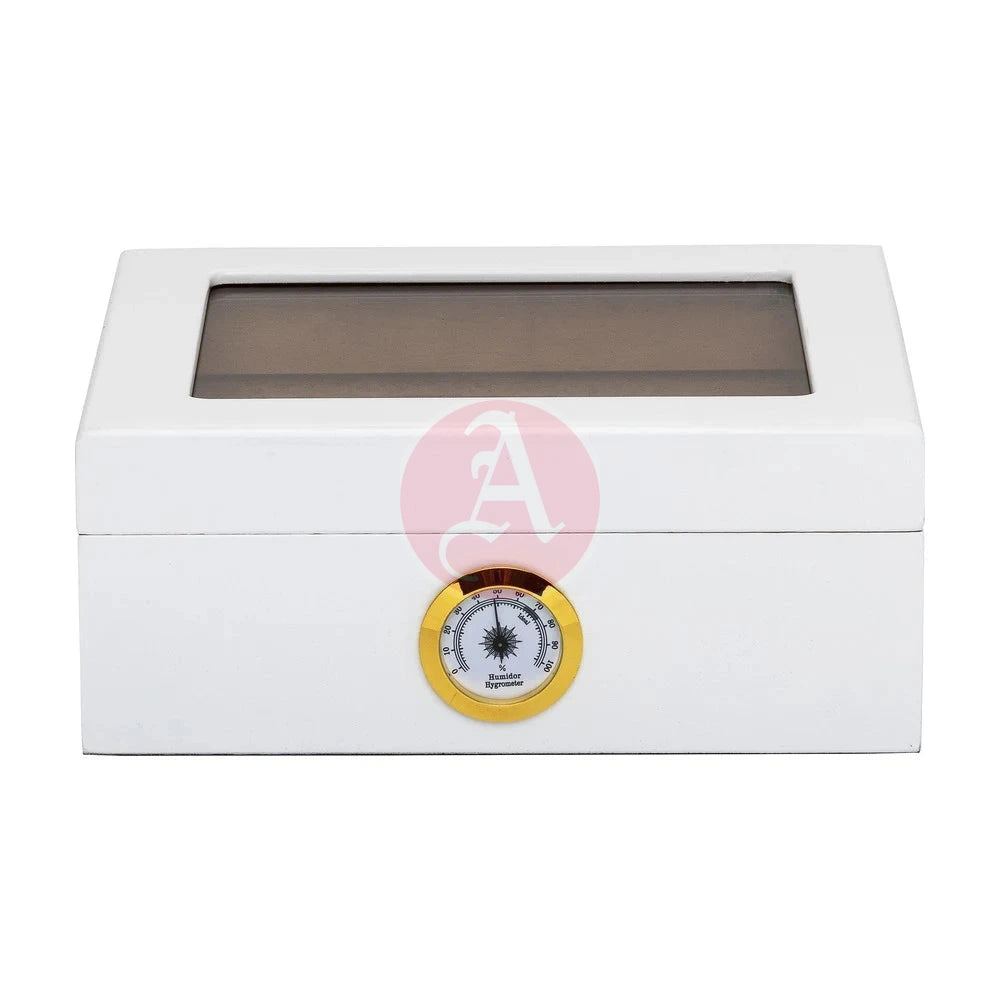 25-Count Humidor Capri Glasstop White-Hum-25Hyg-Wh