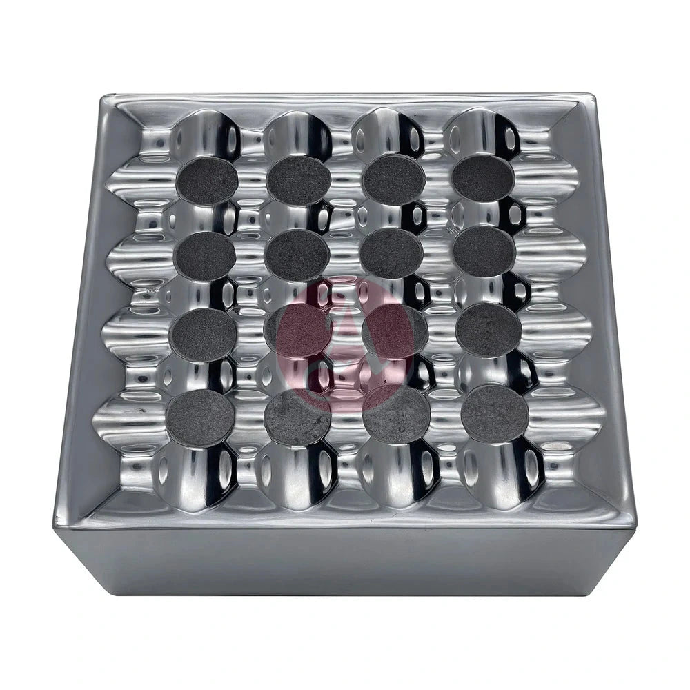 7 Square Grid Ashtray Polished Aluminum