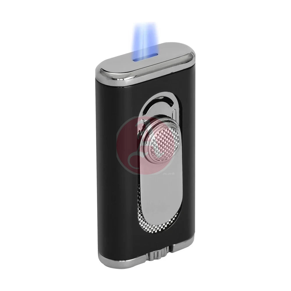 Verano Flat Flame Lighter, Wind Resistant, Black