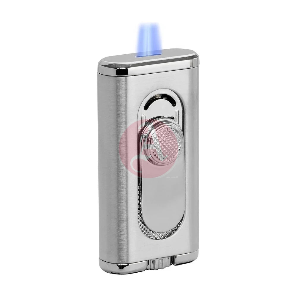 Verano Flat Flame Lighter, Wind Resistant, Silver