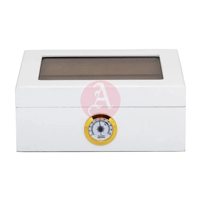 25-Count Humidor Capri Glasstop White-Hum-25Hyg-Wh
