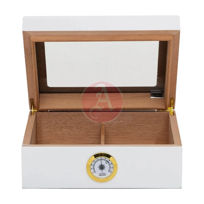25-Count Humidor Capri Glasstop White-Hum-25Hyg-Wh