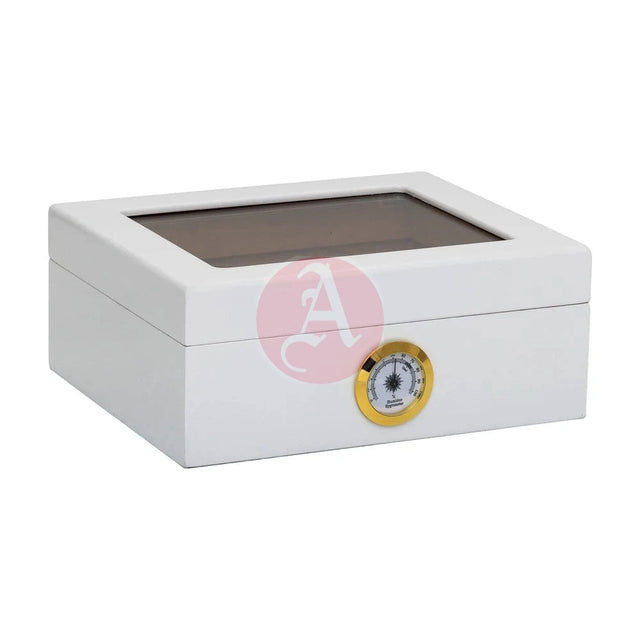 25-Count Humidor Capri Glasstop White-Hum-25Hyg-Wh
