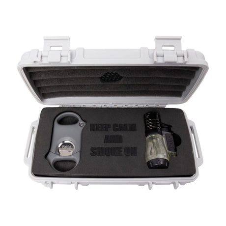 5-Count Cigar Caddy Gift Set with Palio Vesuvio, Gray And Palio Original Cutter, Gray