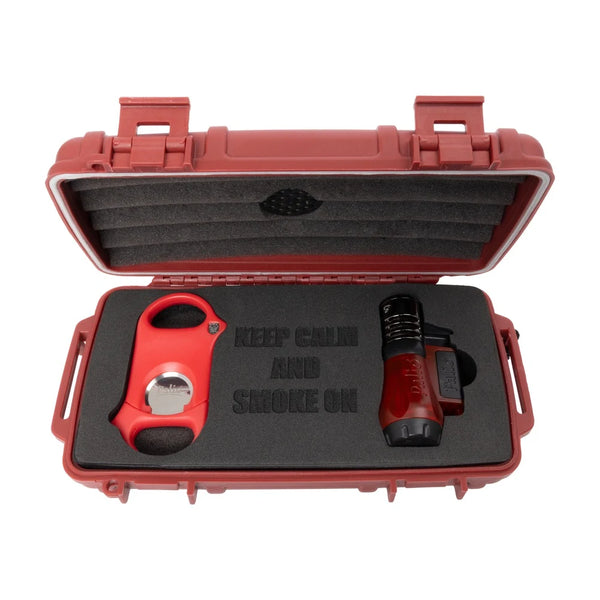 5-Count Cigar Caddy Gift Set with Palio Vesuvio, Red & Palio Original Cutter, Black