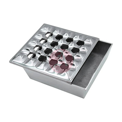 7 Square Grid Ashtray Polished Aluminum