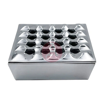 7 Square Grid Ashtray Polished Aluminum