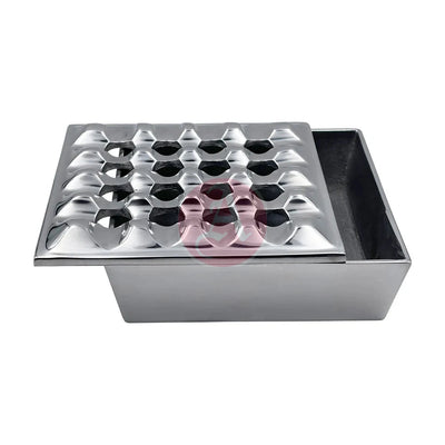 7 Square Grid Ashtray Polished Aluminum