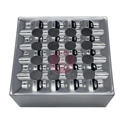 7 Square Grid Ashtray Polished Aluminum