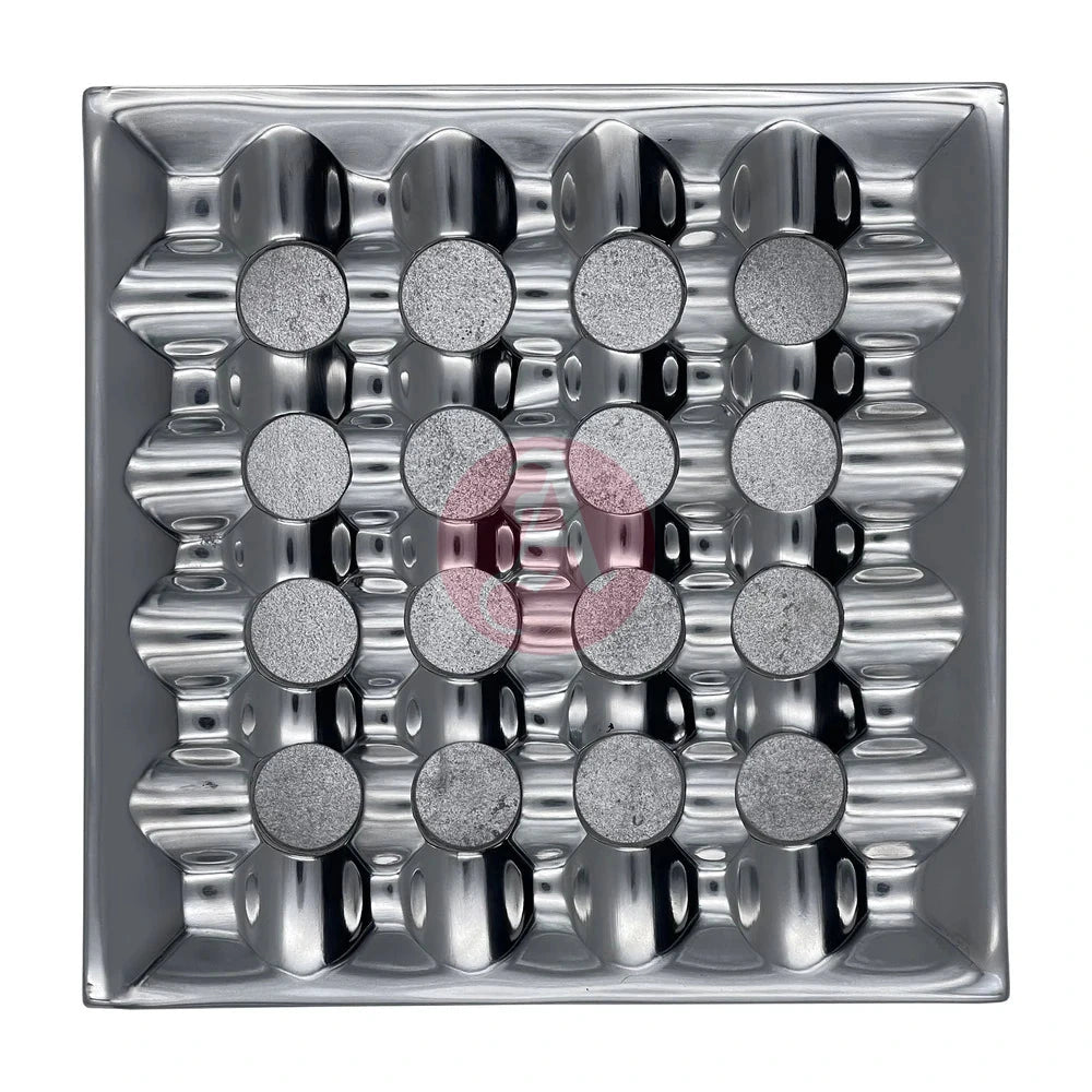 7 Square Grid Ashtray Polished Aluminum