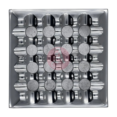 7 Square Grid Ashtray Polished Aluminum