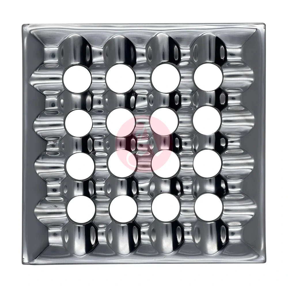 7 Square Grid Ashtray Polished Aluminum