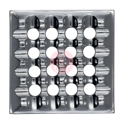 7 Square Grid Ashtray Polished Aluminum
