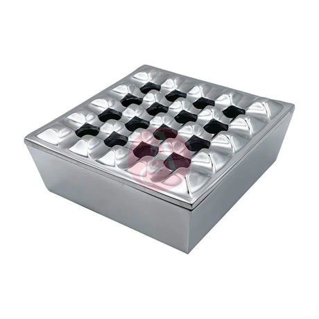 7 Square Grid Ashtray Polished Aluminum