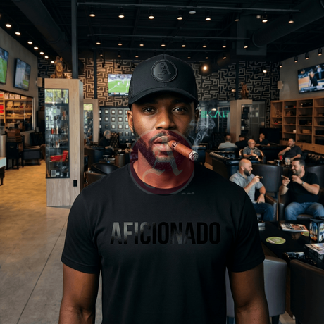 Black Curved Trucker with Black Aficionados Logo Black Trucker / Black Logo