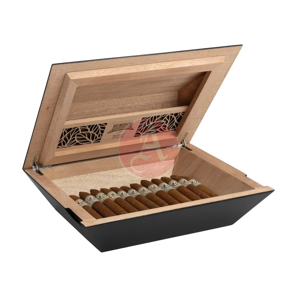 Aria Desktop 40-80 Cg Count. Humidor, Matte Black