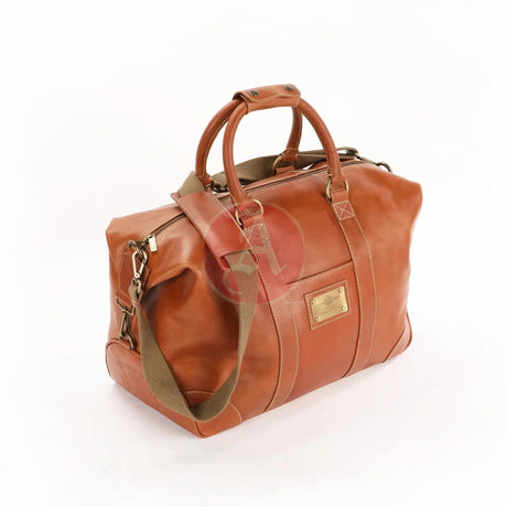 The OpusX Society Italian Leather Duffle Bag Camel