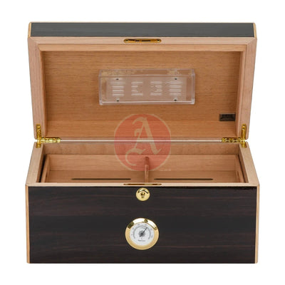 Basel45-75 Cg Count. Desktop Humidor, Ebony Veneer, Inlay