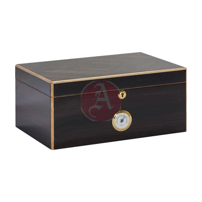 Basel45-75 Cg Count. Desktop Humidor, Ebony Veneer, Inlay