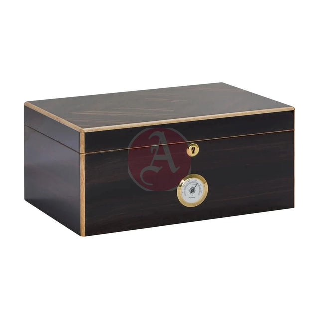 Basel45-75 Cg Count. Desktop Humidor, Ebony Veneer, Inlay
