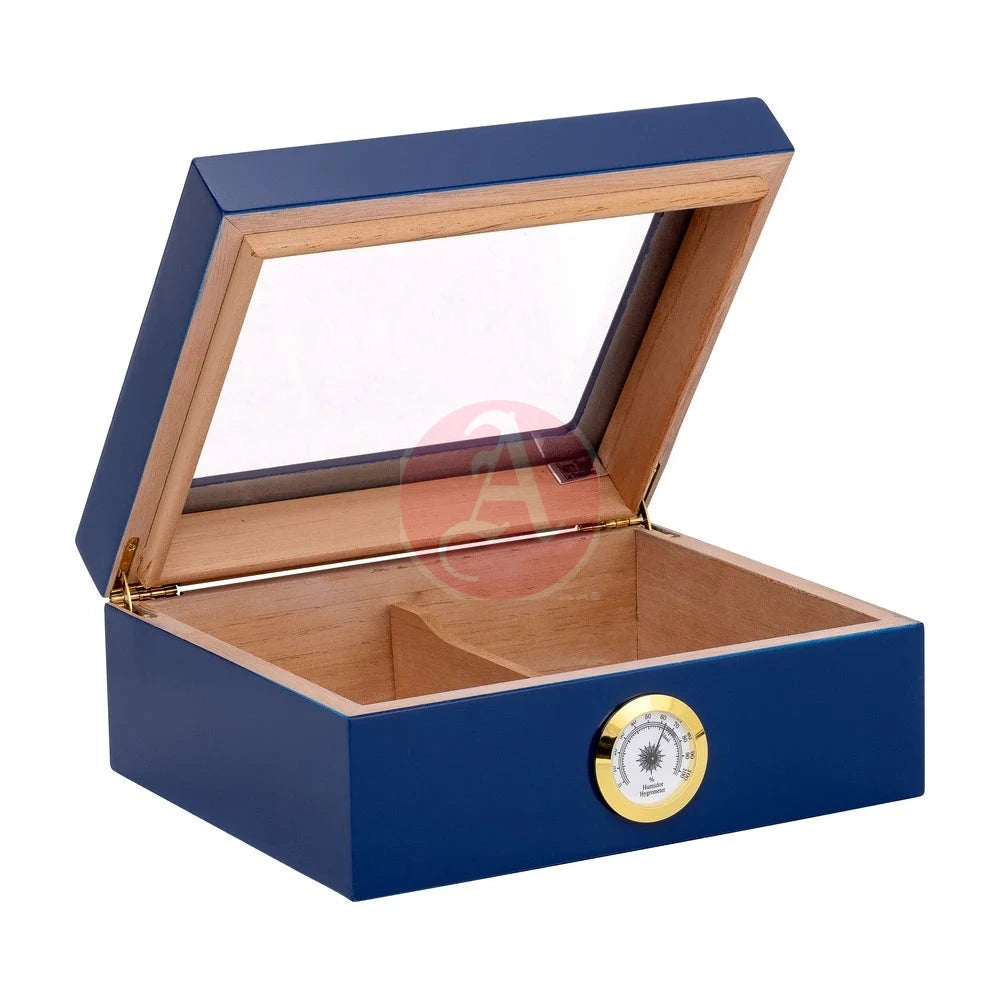 High Gloss Blue Glasstop, Front Mount Hygrometer, 25Hyg-Bl