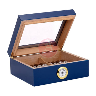 High Gloss Blue Glasstop, Front Mount Hygrometer, 25Hyg-Bl