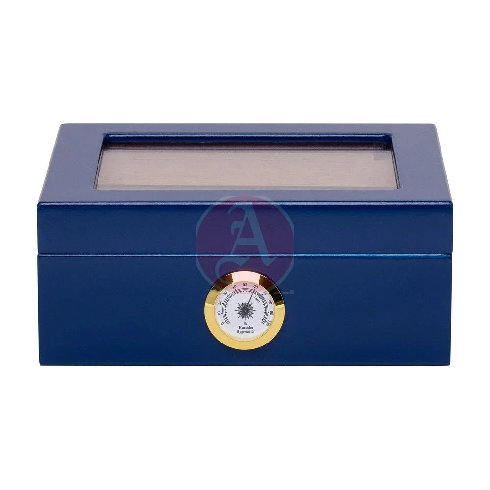 High Gloss Blue Glasstop, Front Mount Hygrometer, 25Hyg-Bl