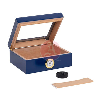 High Gloss Blue Glasstop, Front Mount Hygrometer, 25Hyg-Bl