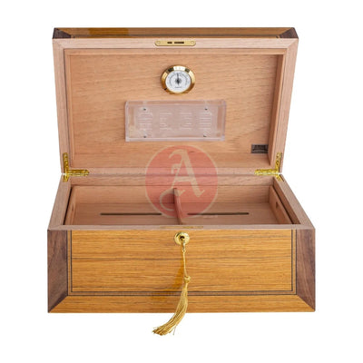 Merino 45-75 Cg Count. Desktop Humidor, Bubinga Veneer, Walnut Veneer, Inlay