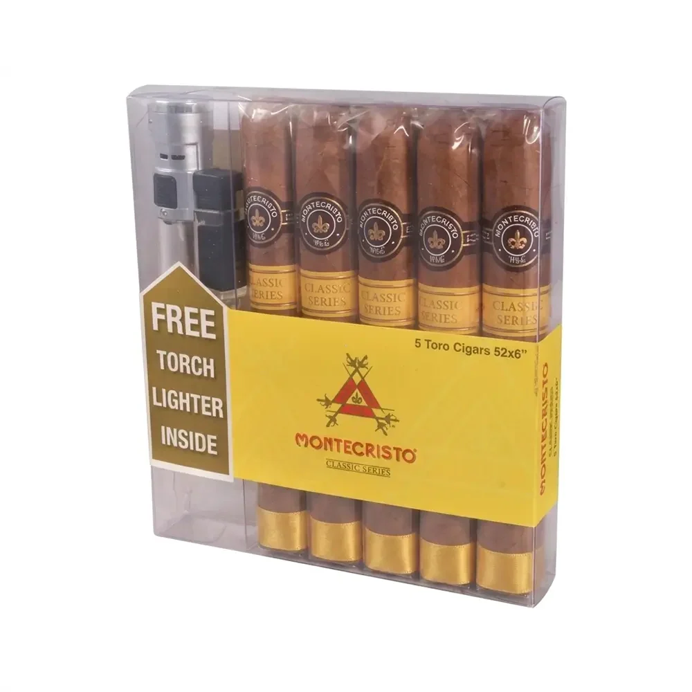 Montecristo Classic Toro 5-Pack Plus Lighter in Closed Pack