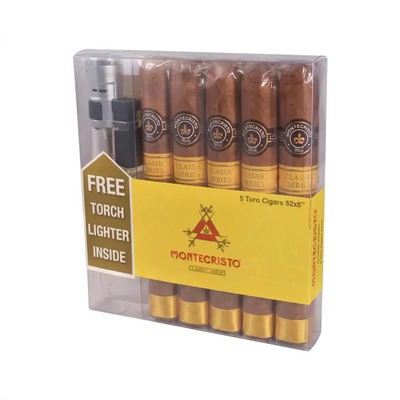 Montecristo Classic Toro 5-Pack Plus Lighter in Closed Pack