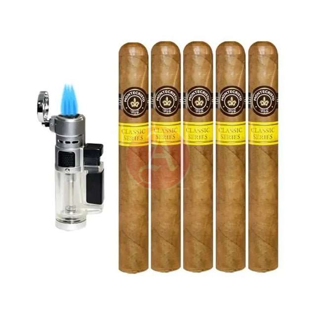 Montecristo Classic Toro 5-Pack Plus Lighter 5 Cigars + Lighter