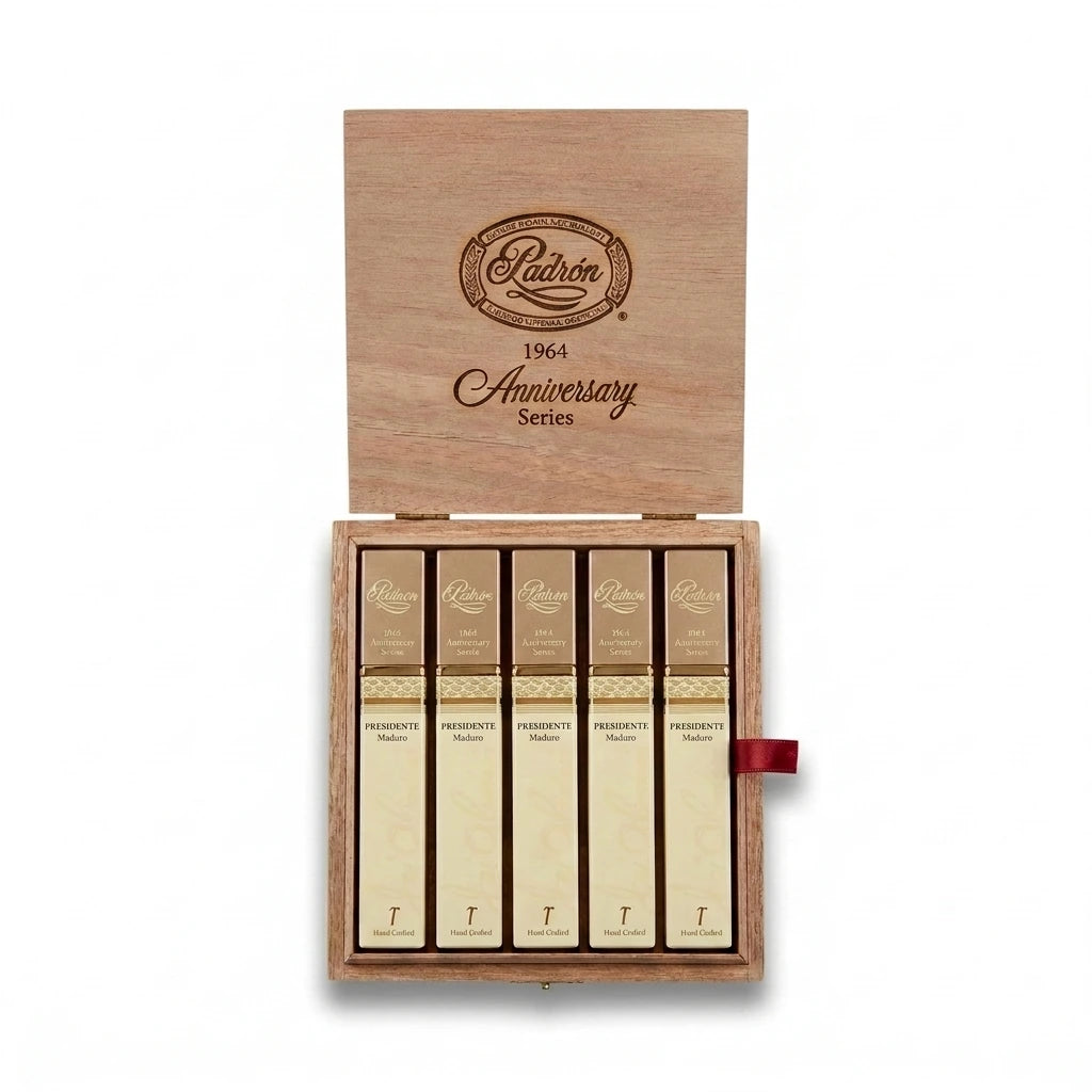 Padron 1964 Anniversary Presidente Tubo Maduro open box of 15