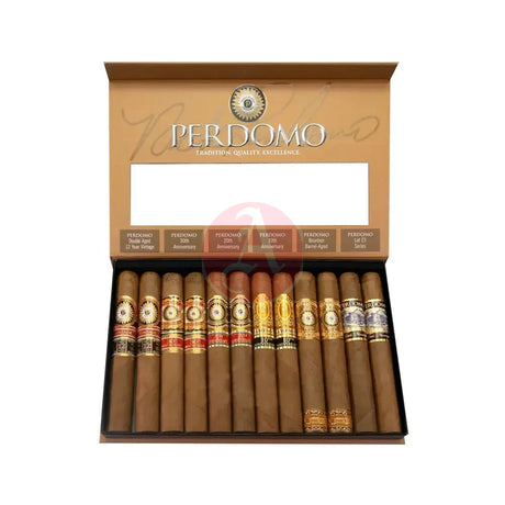 Perdomo Connoisseur Collection Connecticut Sampler of 12 Open Box