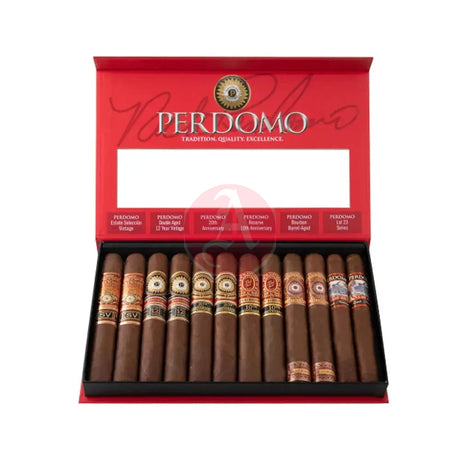 Perdomo Connoisseur Collection Sun Grown Sampler of 12 Open Box