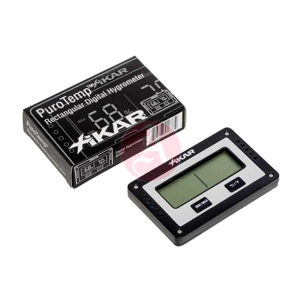 Rectangular Digital Hygrometer, Black & Silver