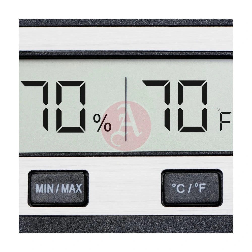 Rectangular Digital Hygrometer, Black & Silver