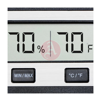 Rectangular Digital Hygrometer, Black & Silver