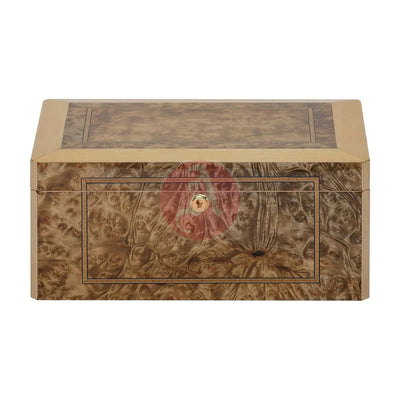 Solerno Desktop 40-75 Cg Count. Humidor, Rustic Burl Veneer Inlay