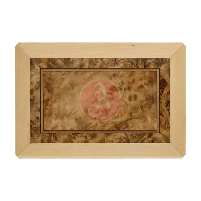 Solerno Desktop 40-75 Cg Count. Humidor, Rustic Burl Veneer Inlay