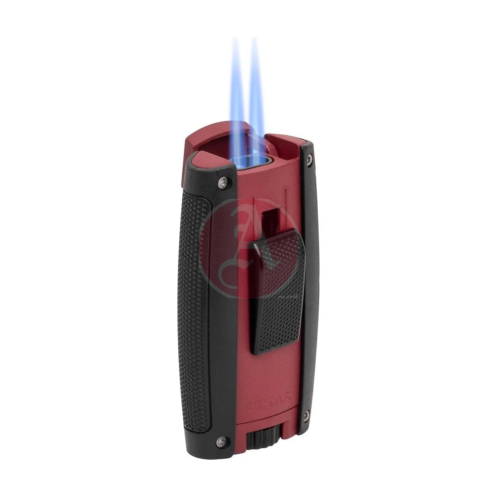 Turismo Double Torch Lighter, Matte Red