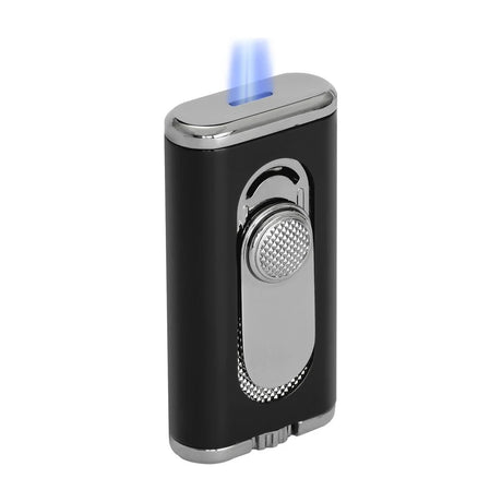 Verano Flat Flame Lighter, Wind Resistant, Black