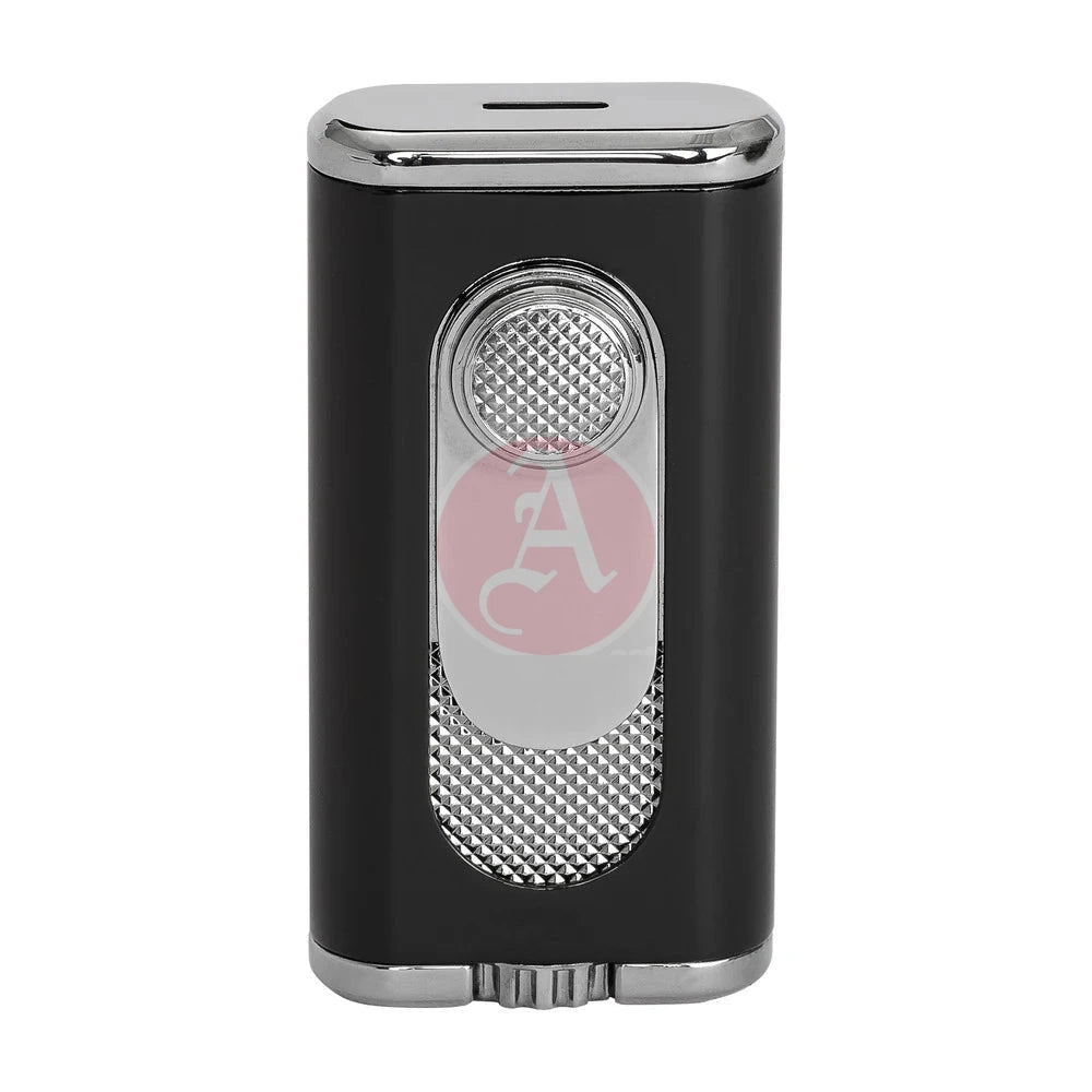 Verano Flat Flame Lighter, Wind Resistant, Black
