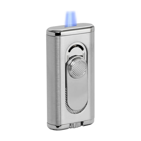 Verano Flat Flame Lighter, Wind Resistant, Silver