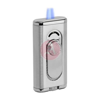 Verano Flat Flame Lighter, Wind Resistant, Silver