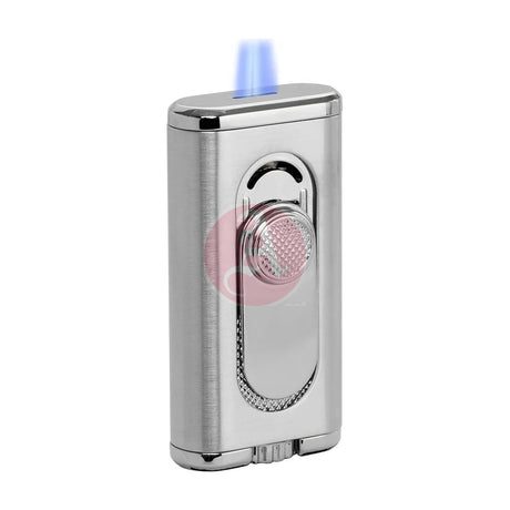 Verano Flat Flame Lighter, Wind Resistant, Silver