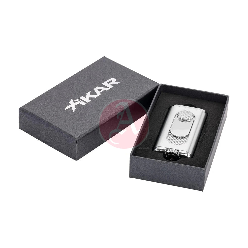 Verano Flat Flame Lighter, Wind Resistant, Silver