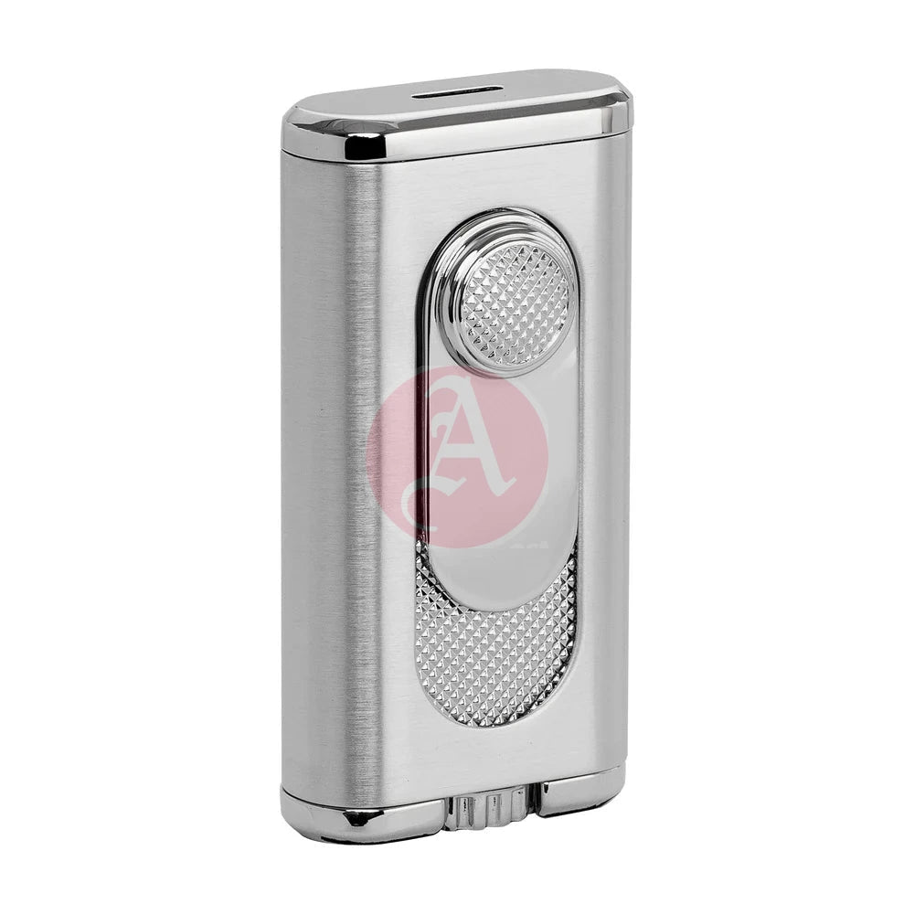 Verano Flat Flame Lighter, Wind Resistant, Silver