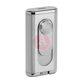 Verano Flat Flame Lighter, Wind Resistant, Silver