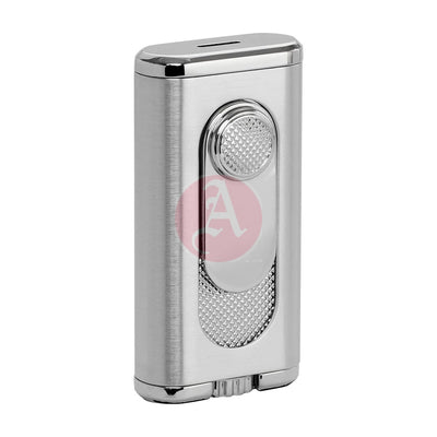 Verano Flat Flame Lighter, Wind Resistant, Silver